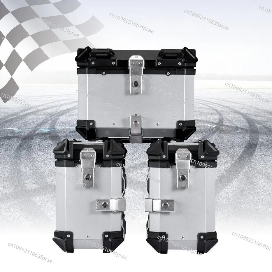 35L Expandable Aluminum Alloy Motorcycle Side Case, Universal Flat Bottom Side Bag Black Silver for Travel Camping