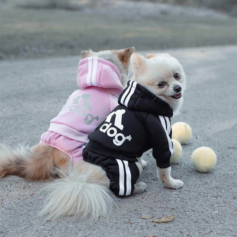 Four Legged Adidog Pet Dog Hoodie   Puppy Jumpsuit Letters Overalls for Small Medium Dogs Pomeranian Pajamas Winter Dog Jumpsuit