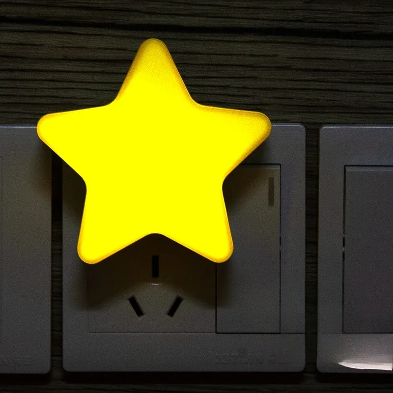 Cute Star LED Plug-in Night Light AC110-220V Timer Light Sensor Control Bedside Wall Lamp Baby Sleeping Light   Night