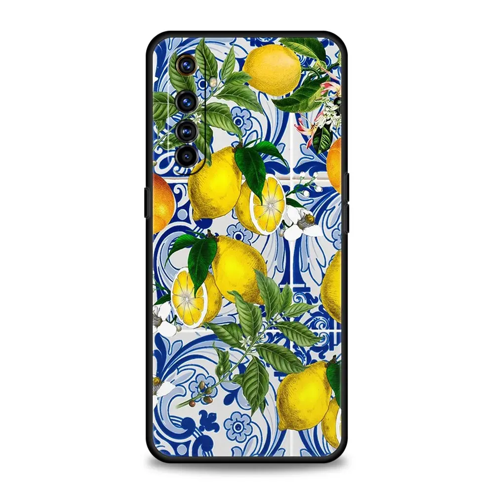 Mediterranean Lemon For Realme GT Neo 2 3 3T Phone Case For Realme 11 10 9 8 5G 7 6 GT2 Pro Plus C21 C11 C25 C35 Silicone Cover