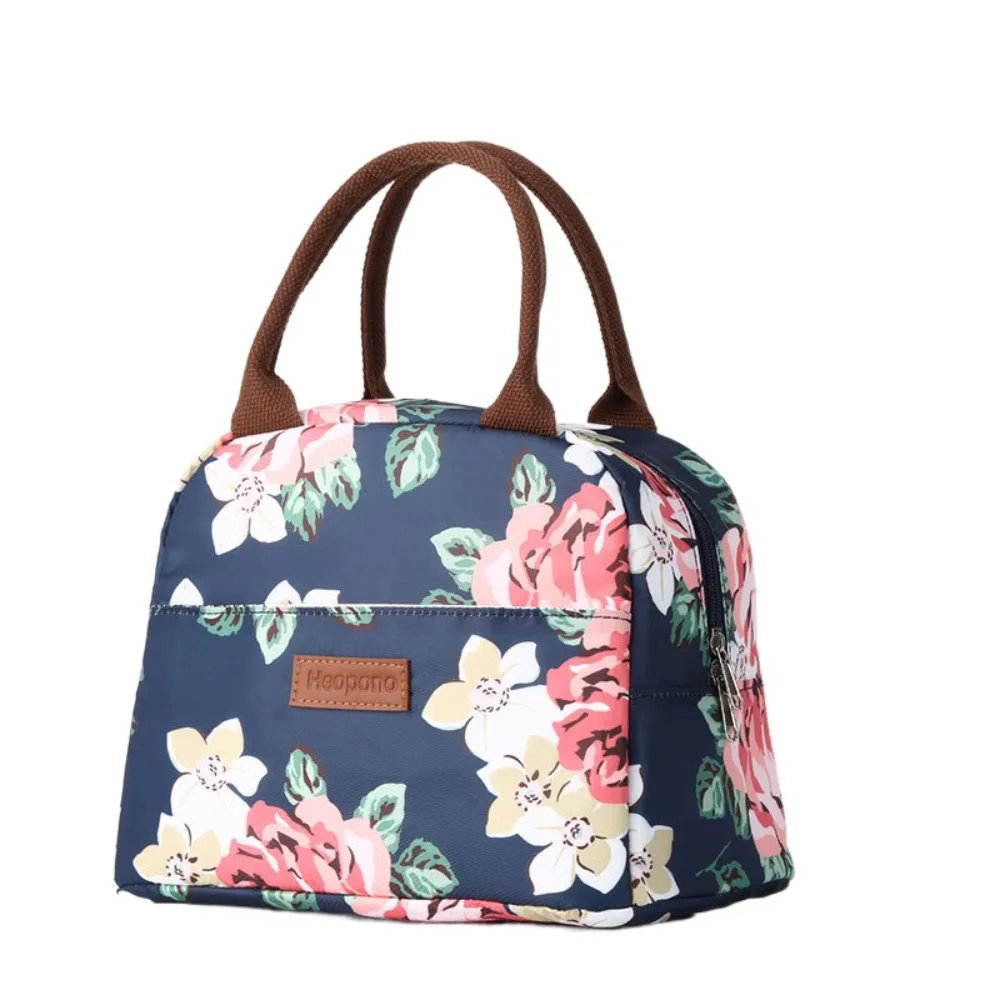 Kitchen Supplies Flower Color Picnic Bags Handbag Pattern Thermal Insulated Insulated Lunch Bag Cooler Oxford Cloth Home