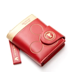 Cartera de piel sintética con cremallera para Mujer, monedero con diseño de Mickey, monedero para tarjetas de crédito