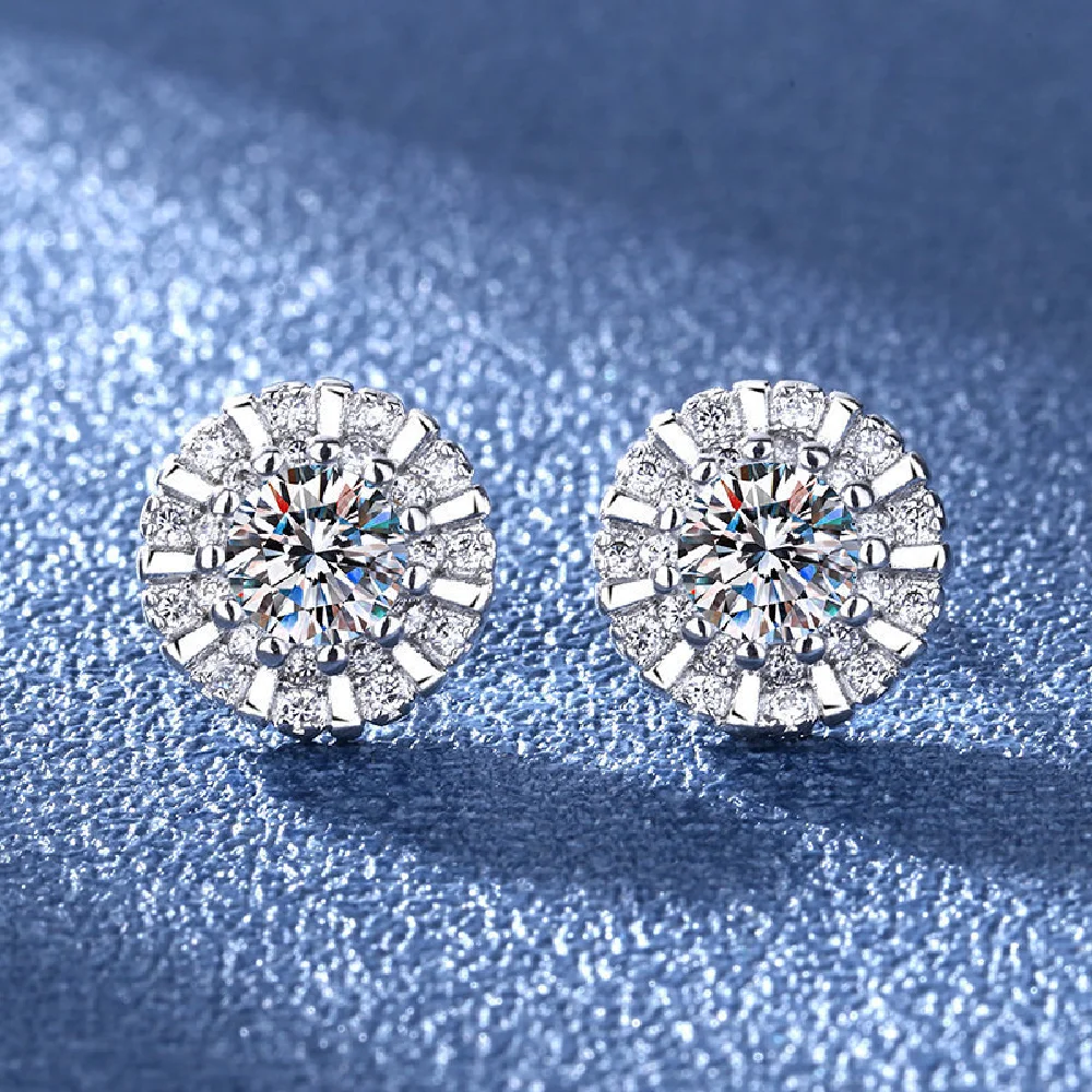 

925 Sterling Silver Earrings For Women Round Zircon Earrings Sparkling Party Wedding Jewelry Gift Accessories