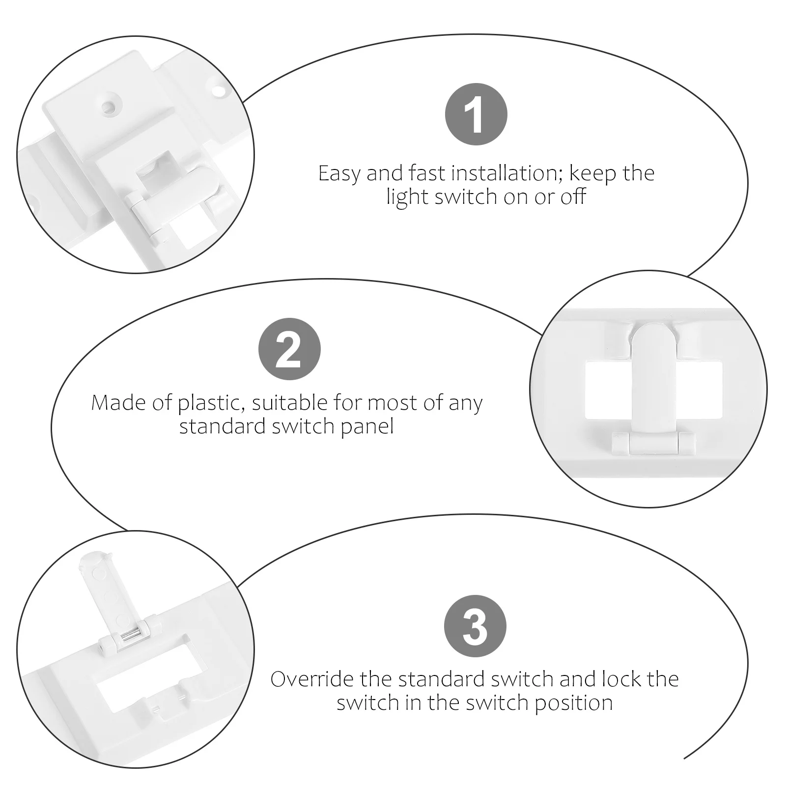 

3Pcs Child Safety Light Switch Cover Protection Guard Prevent Accidental Toggle Switch Off on for Kids Bedroom Living Room Use