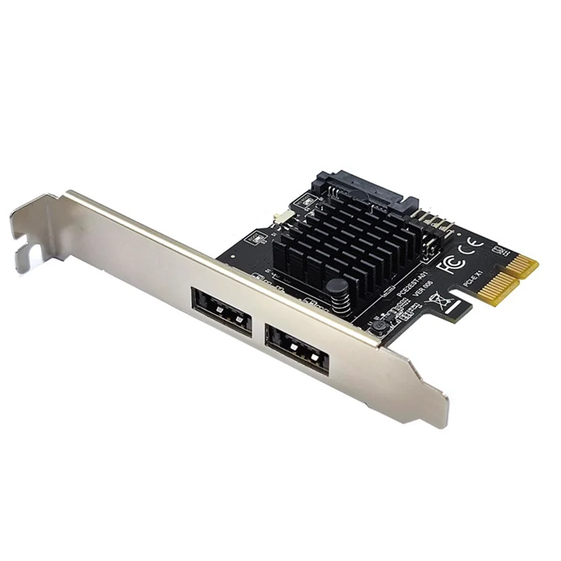 Dual Port Power ESATA+ USB Expansion Card PCI-E X1 To USB 2.0 9Pin SATA 15Pin Adapter Card 6Gbps For Desktop PC A-ABIU