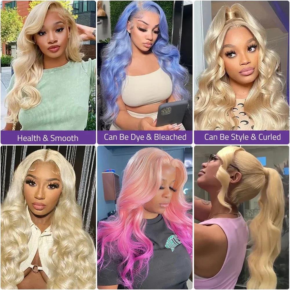 36 بوصة الجسم موجة شقراء 613 شعر مستعار الدانتيل 13x4 13x6 HD الدانتيل الشفاف باروكة من شعر طبيعي 200 الكثافة يمكن مصبوغ في أي لون!