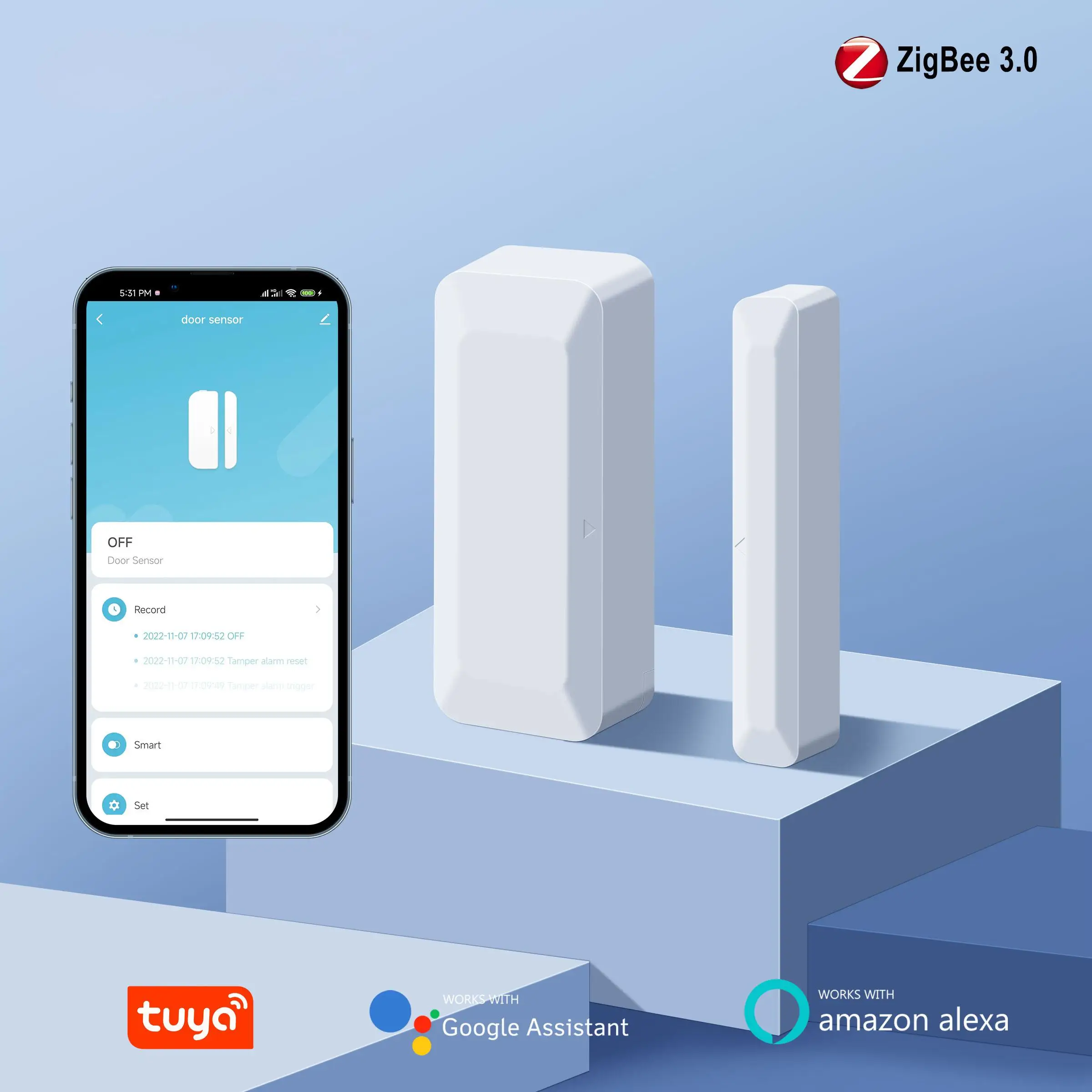 

Умный датчик двери и окна Tuya, беспроводной контактный детектор ZigBee для умного дома, поддержка безопасности, домашний помощник 2MQTT
