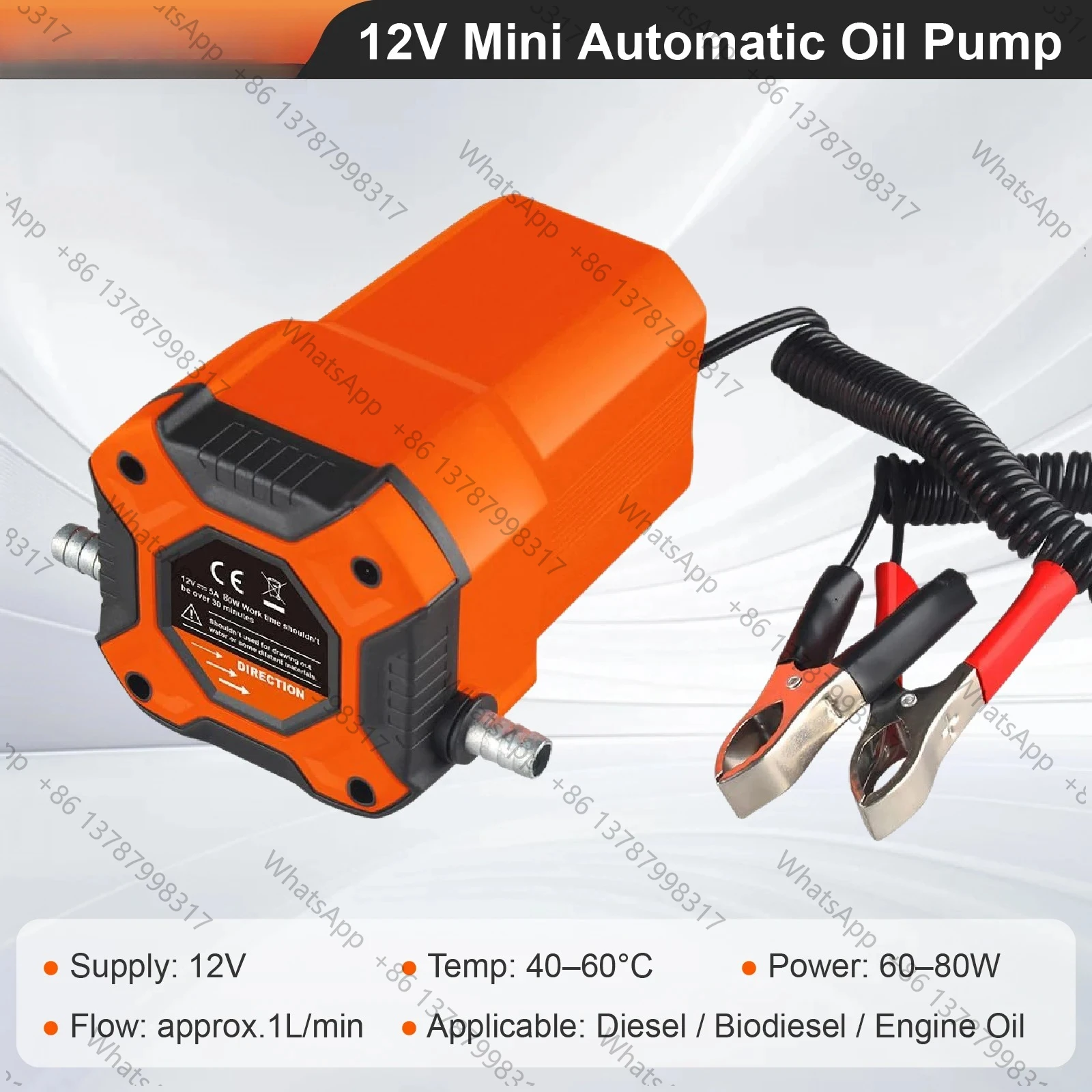 SO-004 12V Oil Transfer Pump Portable Self Priming Oil Change Pump 60-80W Electric Diesel Fuel Pump for Car Engine