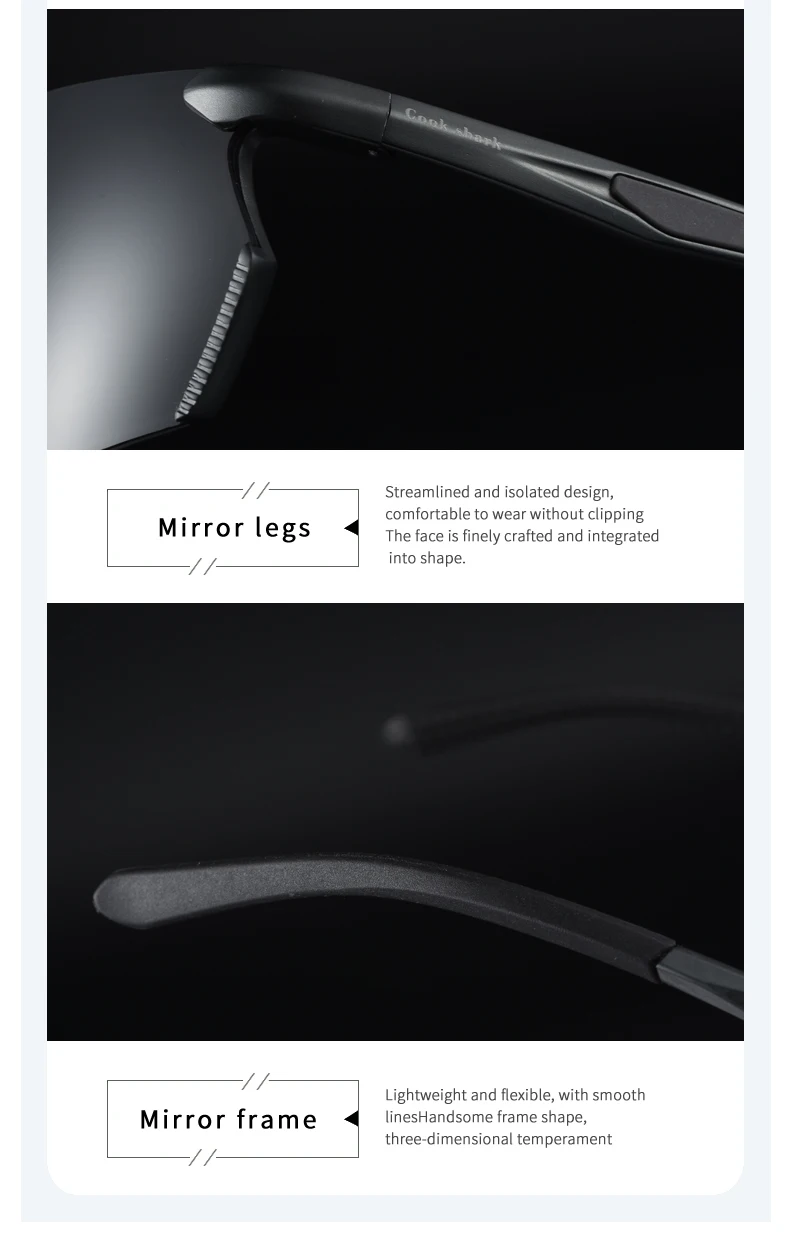 Cook Shark's neue polarisierte Outdoor-Rad-Sonnenbrille für Herren, Fahrer, farbwechselnde Brille zum Angeln, Sonnenbrillen, H – Detail 9