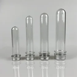 10Pcs 40ML eccellenti provette trasparenti in plastica con tappo in alluminio bottiglie materiale scolastico attrezzature da laboratorio