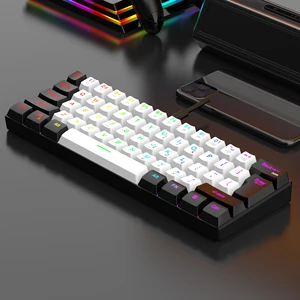 Bàn phím 60%dây, bàn phím mini siêu nhỏ với đèn nền RGB, Bàn phím chống thấm nhỏ và nhỏ gọn 61 cho người chơi PC/Mac 8 Bàn phím cơ khí bán hàng chính có đèn LED - №6