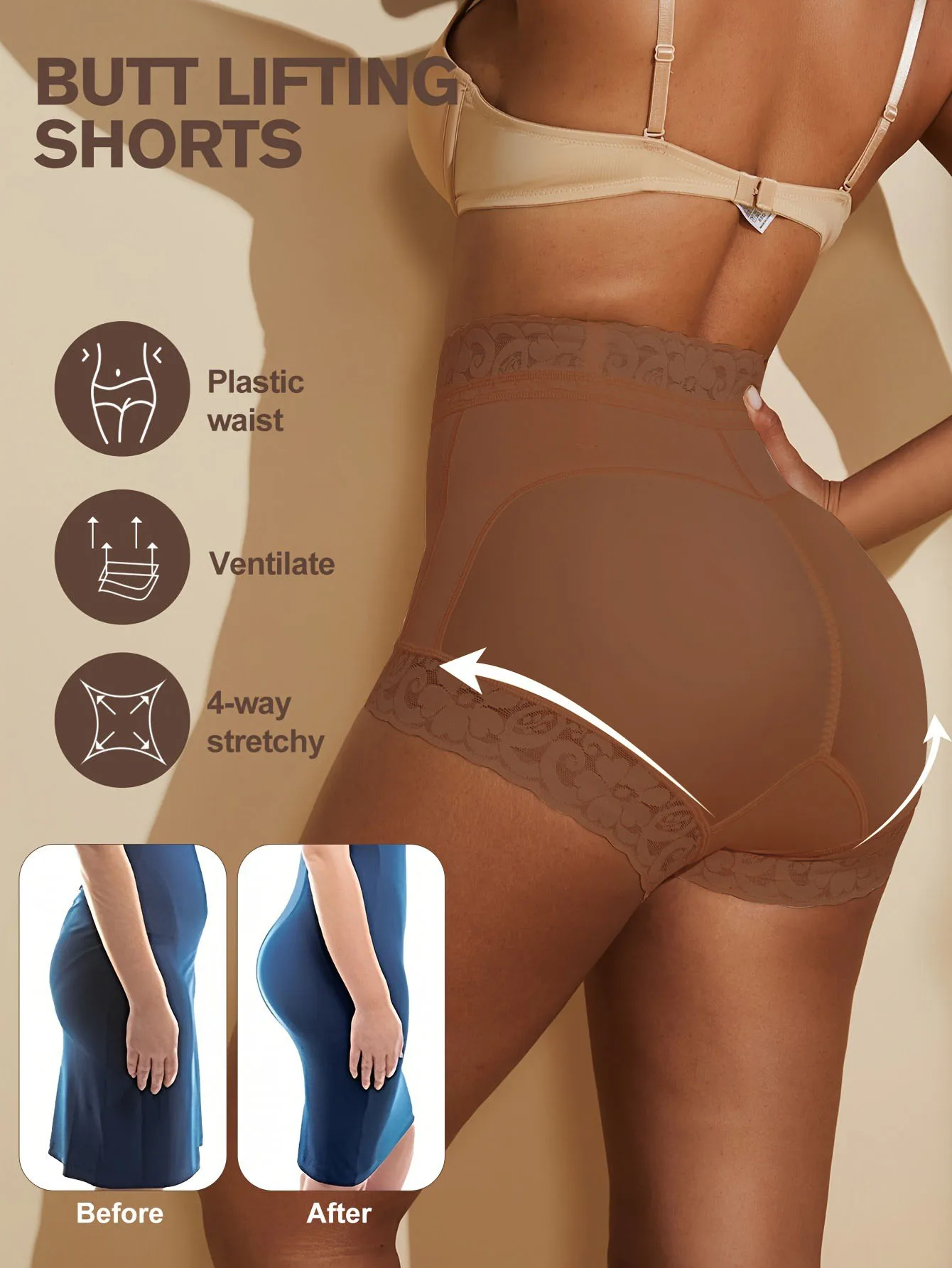 Faja FeelinGirl سراويل داخلية منحوتة من الدانتيل ، مريحة وجيدة التهوية ، سراويل داخلية لرفع المؤخرة ، ملابس داخلية نسائية ، سراويل داخلية #5