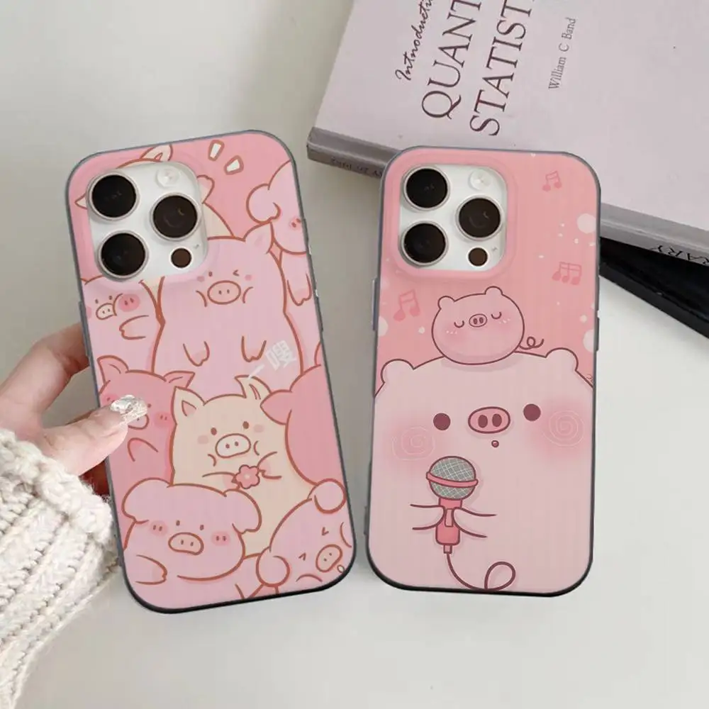Cartoon The Little Lulu Piggy Phone Case For IPhone 11 12 13 14 15 16 17 Pro Max Plus Ripple Silicone Bumper Cover