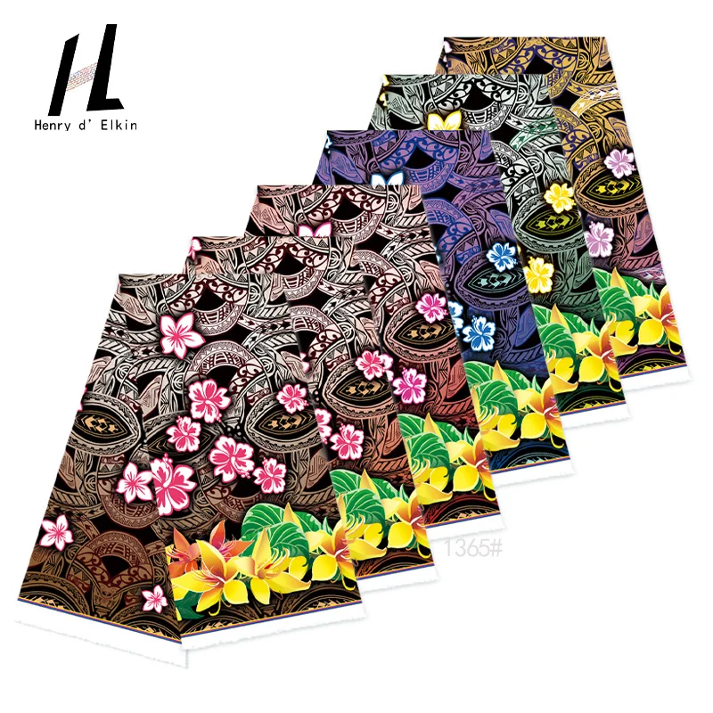 

Samoan Tribal Pattern Design Egg Flower Printed Polyester Fabric for Polynesian Garments