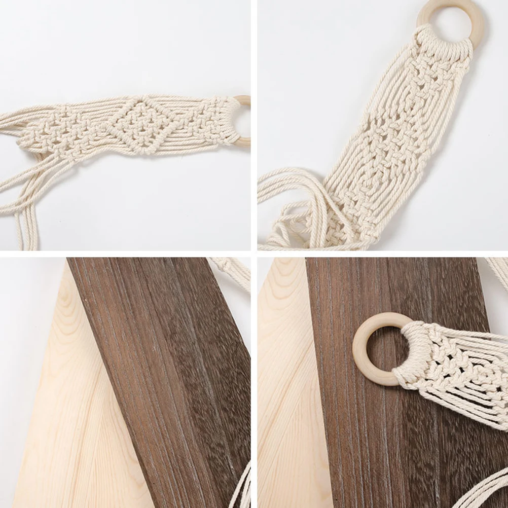 

1pc Pure Cotton Thread Tapestry Wall Shelf Rope Hanging Display Shelves Vintage Bohemian Decor Floating Storage Rack