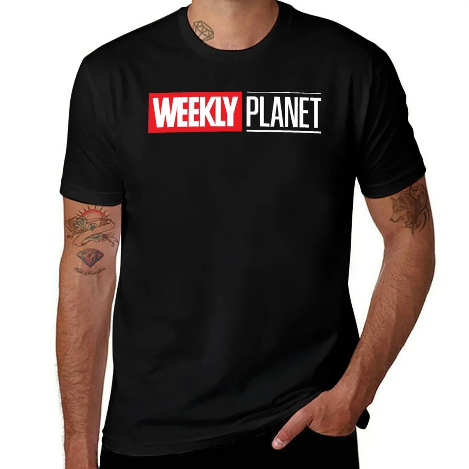 Weekly Planet WPU Logo on White T-Shirt Utility Work Short Sleeve Top
