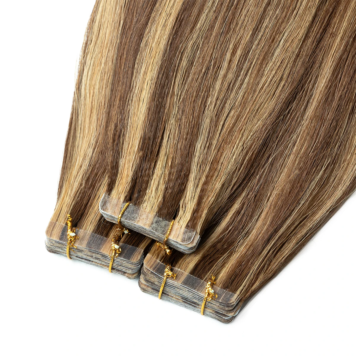 ライトヤキストレートテープインヘアエクステンション人毛レミーテープイン12-24インチ20個/パックヤキP4-27テープオンヘアバンドル