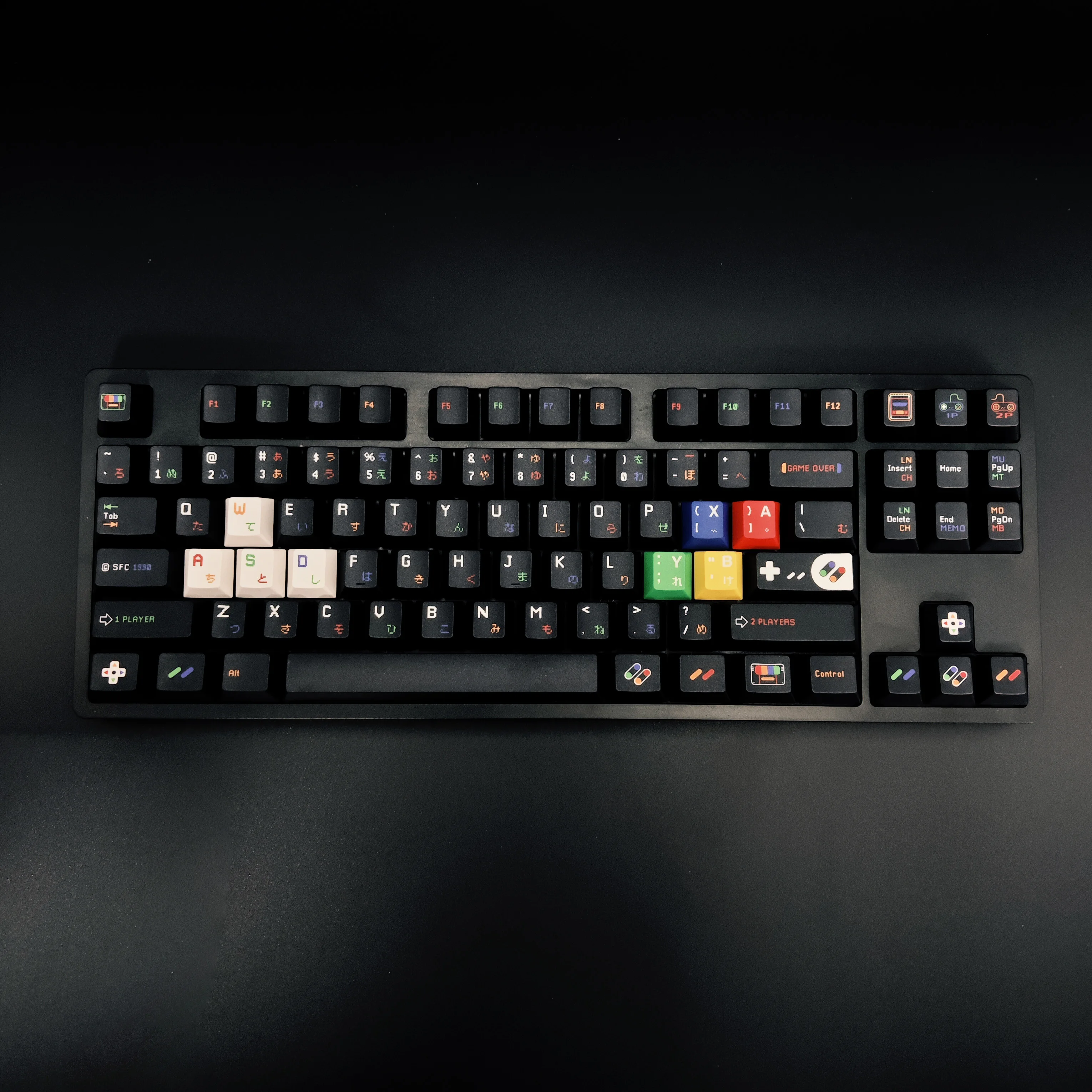 

Колпачки для клавиш Aifei 142, SFC, PBT, сублимационная краска, высота вишни, черно-белая японская механическая клавиатура, игровая ПК AULA F75 Anne Pro 2