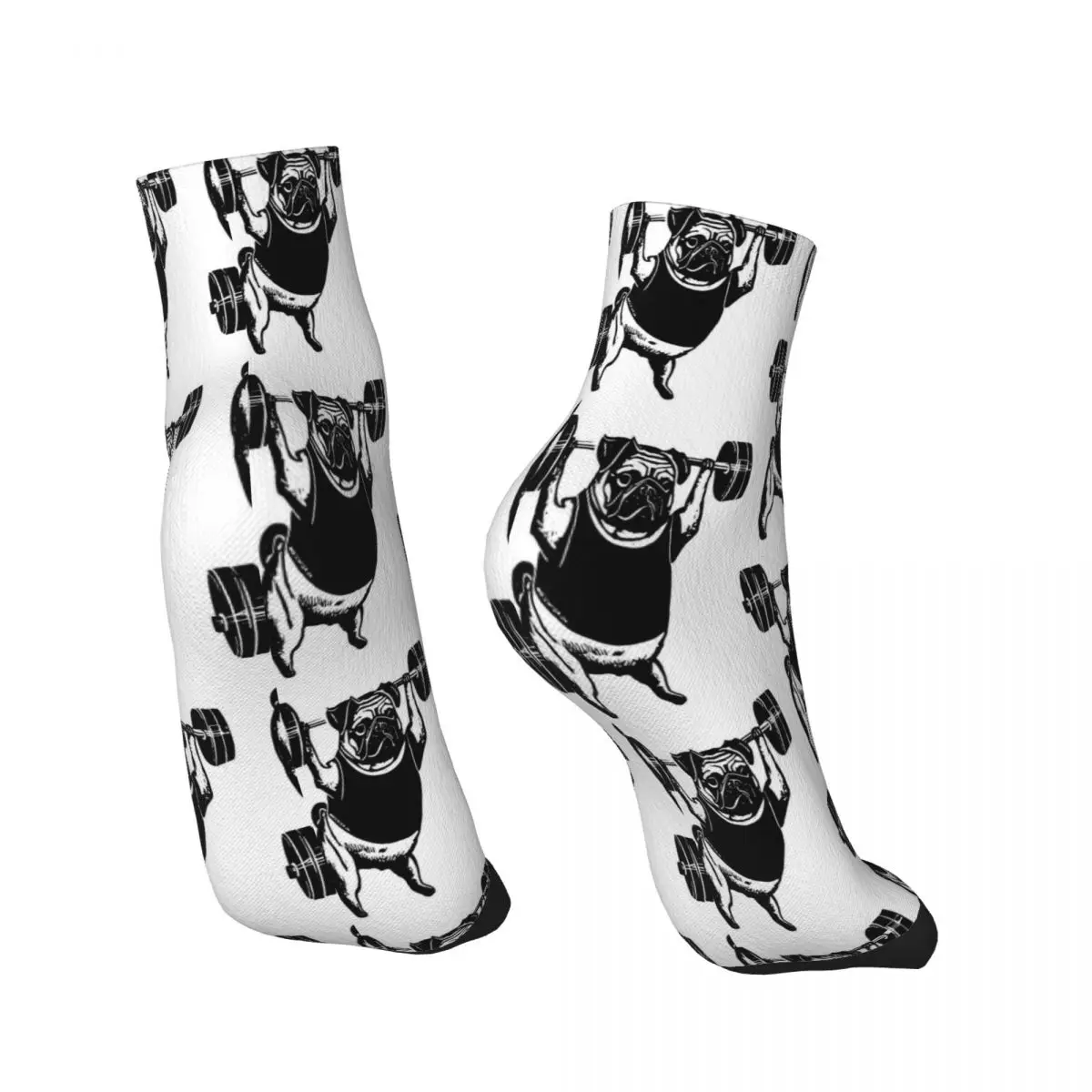 Pug Black And White Pug Weightlifting Ankle Socks Male Mens Women Spring Stockings Printed