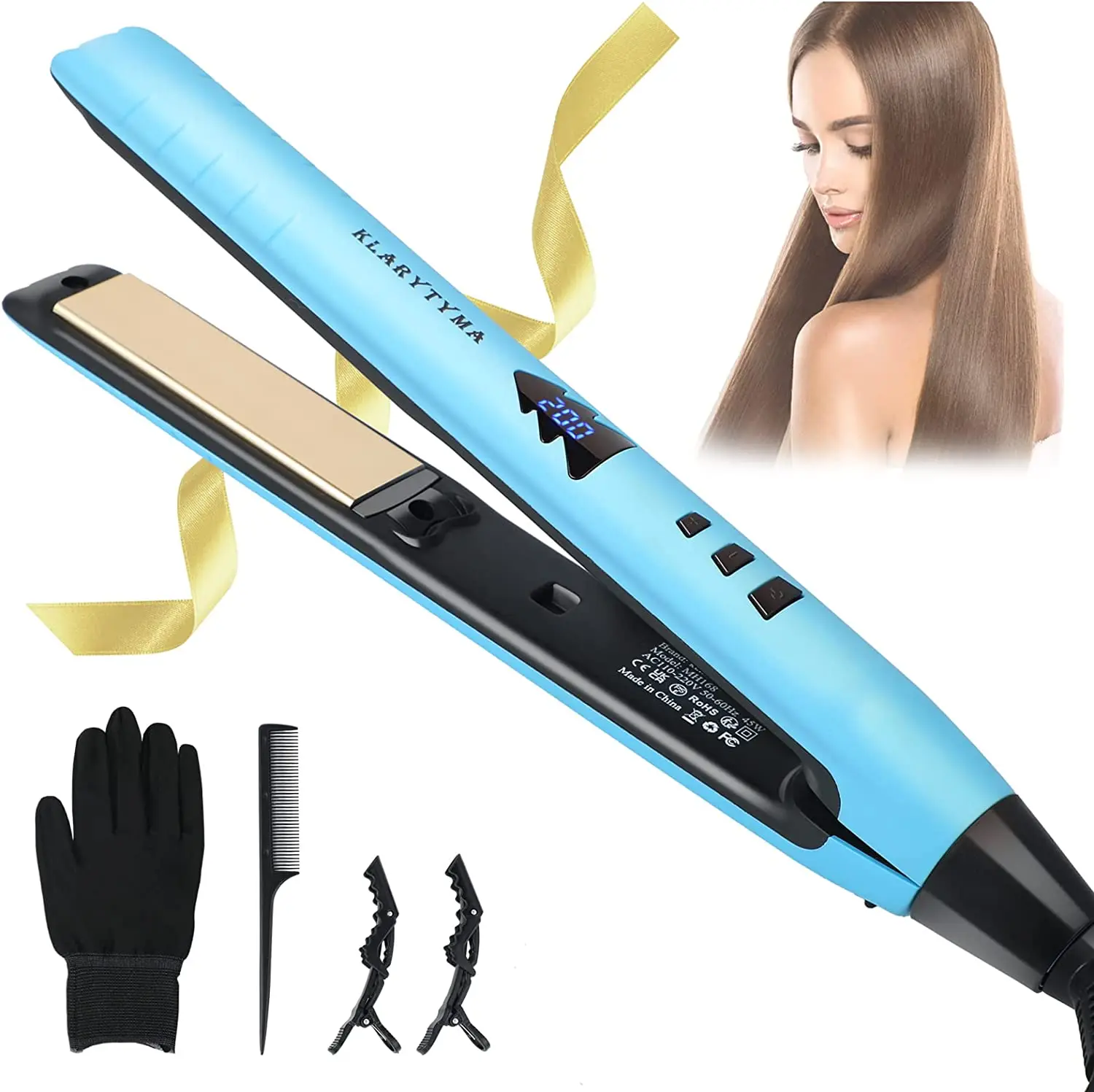 

Mini Hair Straightener and Curler 2 in 1 Adjustable Temp Flat Iron Instant Heating Hair Straightener