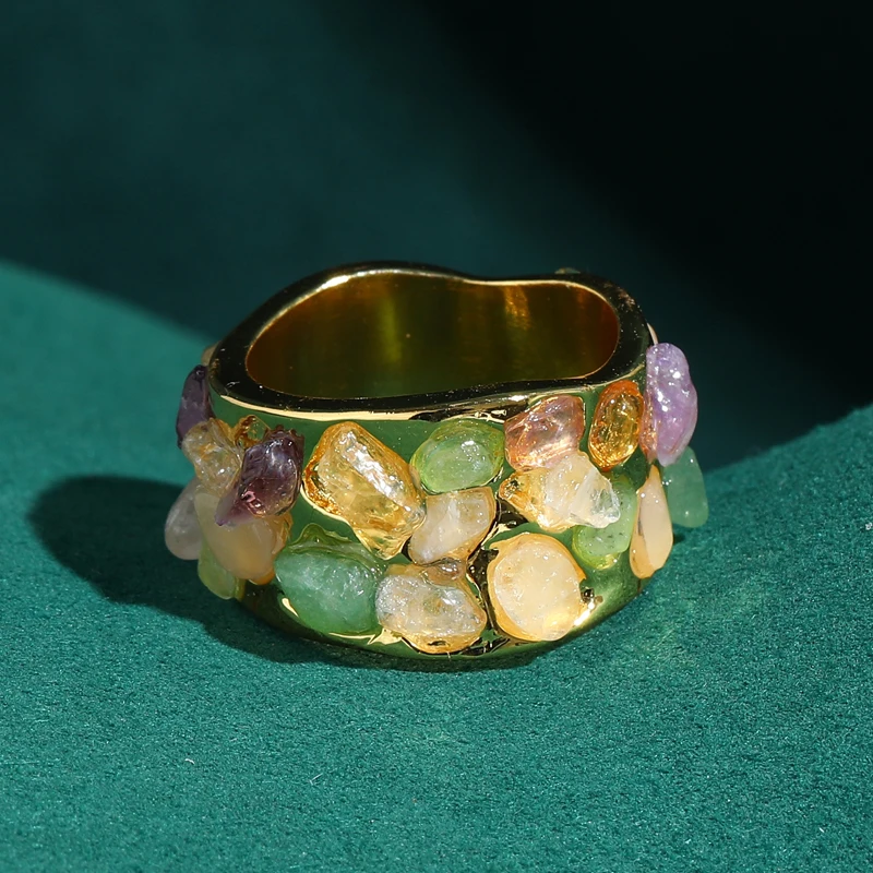 

Antique Gold Plated Stone Ring Colorful Rhinestone Retro Designer Jewelry For Girls Accessories 2026 New Trend Banque
