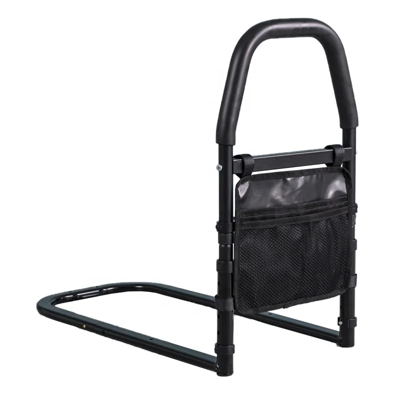 Black Elderly Adults Collapsible Safety Adjustable Heights Folding Bed Rail Stable Bed Assist Rails for Seniors With Light