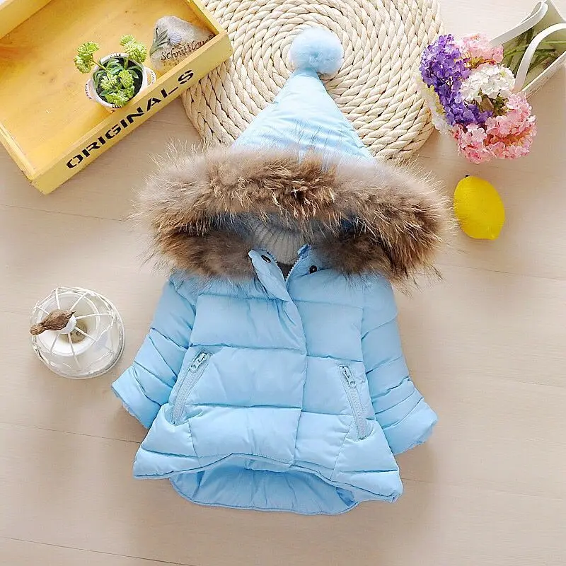 Hooded Children Outerwear Winter Warm Baby Girl Boy Down Jacket Solid Thicken Girl Boy Cotton Jacket Casual Coats Infant Clothes