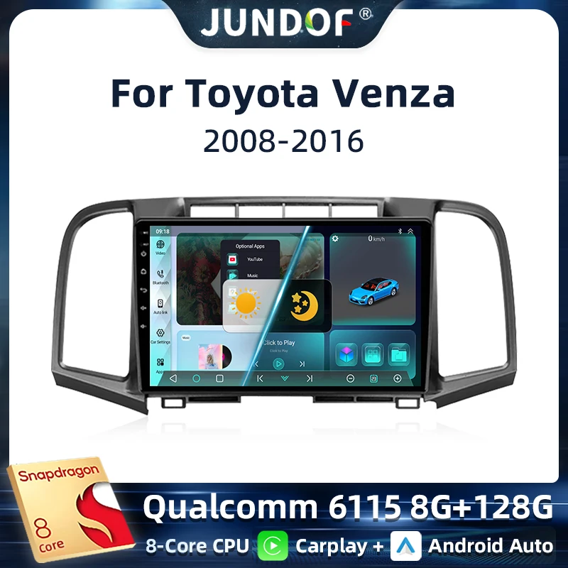 

Jundof Head Unit Audio For Toyota Venza 2008-2016 Car Radio Carplay Multimedia Video Player Navigation Stereo GPS Android 13 BT