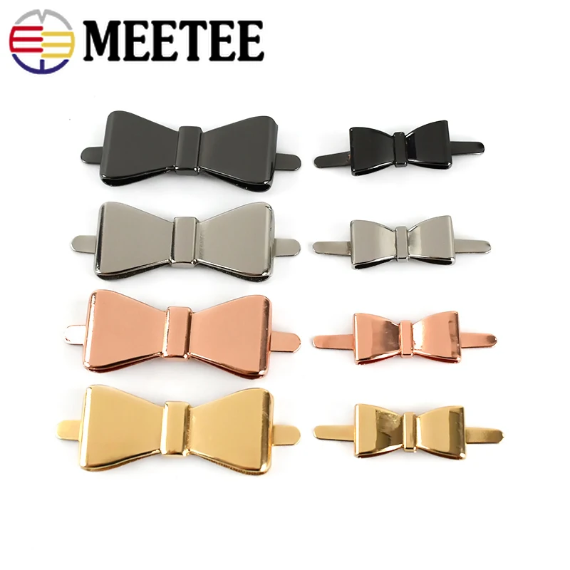 

Meetee 10Pcs 40x18/25x12mm Metal Hardware Bow-knot Buckle Shoes Jewelry Bag Button Decorative Luggage DIY Crafts Accessories