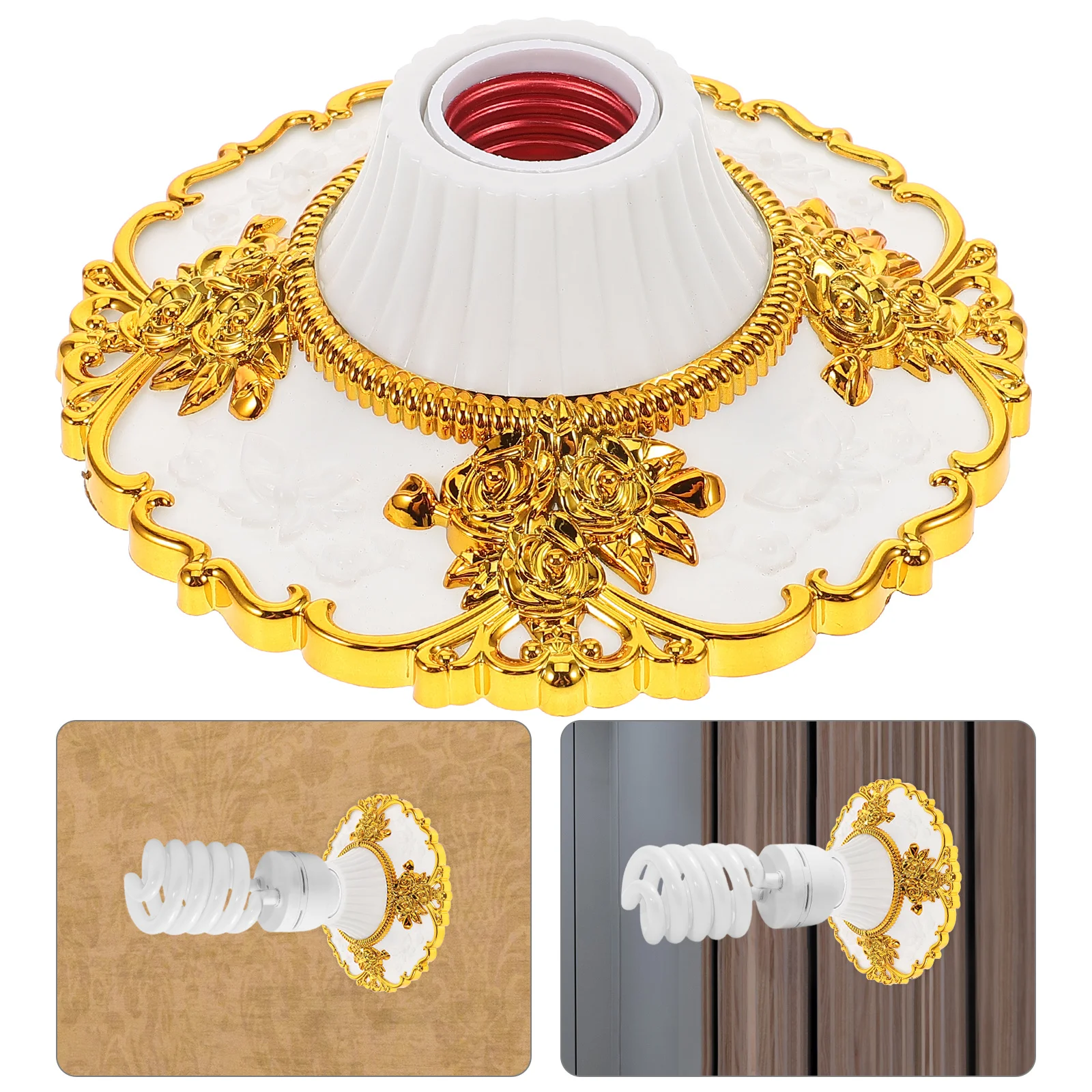 

Golden E27 Lamp Socket Base Easy Install Ceiling Light Holder For Kitchen Bedroom Shop Restaurant Library Bulb Socket