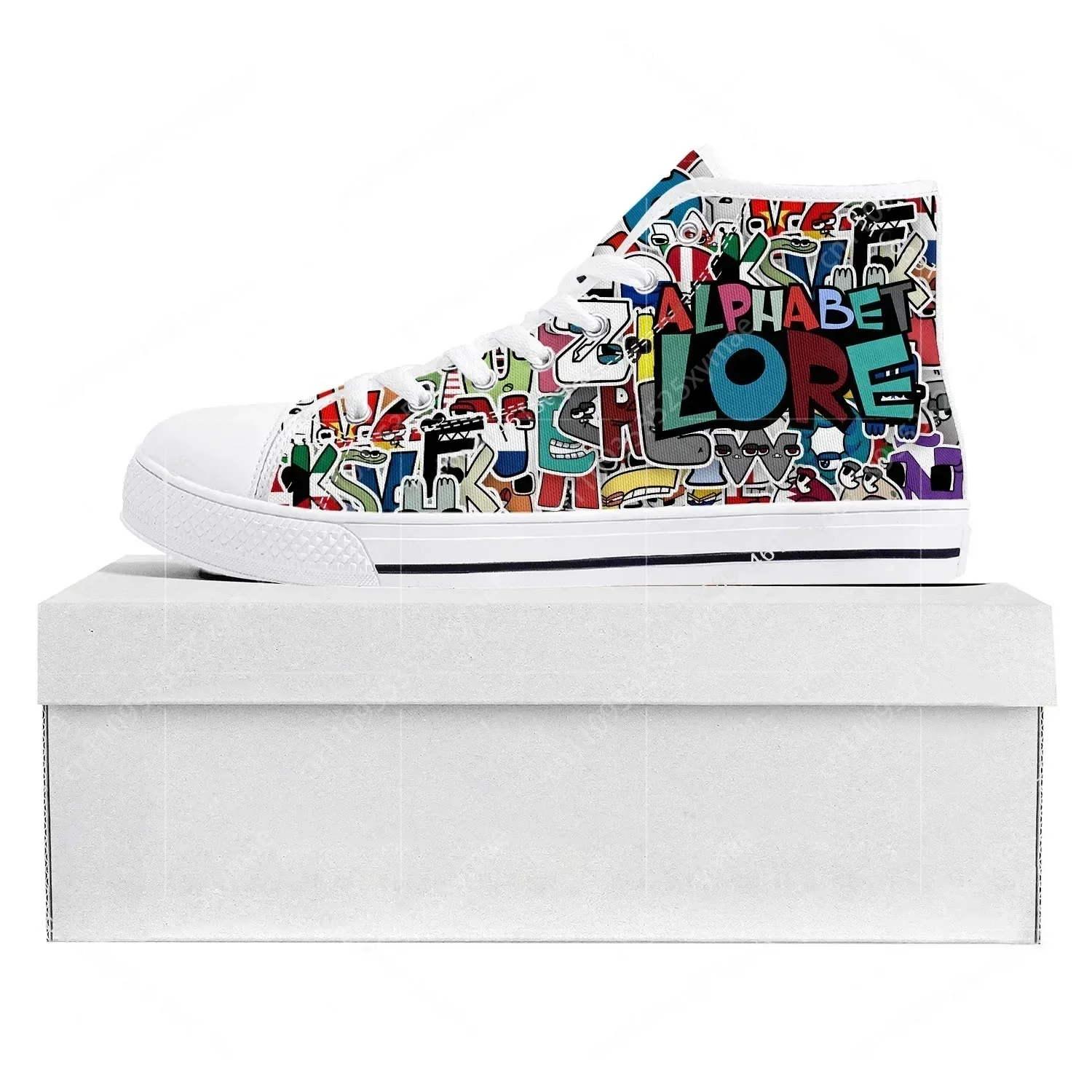 

Alphabet Lore High Top High Quality Sneakers Mens Womens Teenager Canvas Sneaker Casual Couple Shoes Custom Made Shoe White