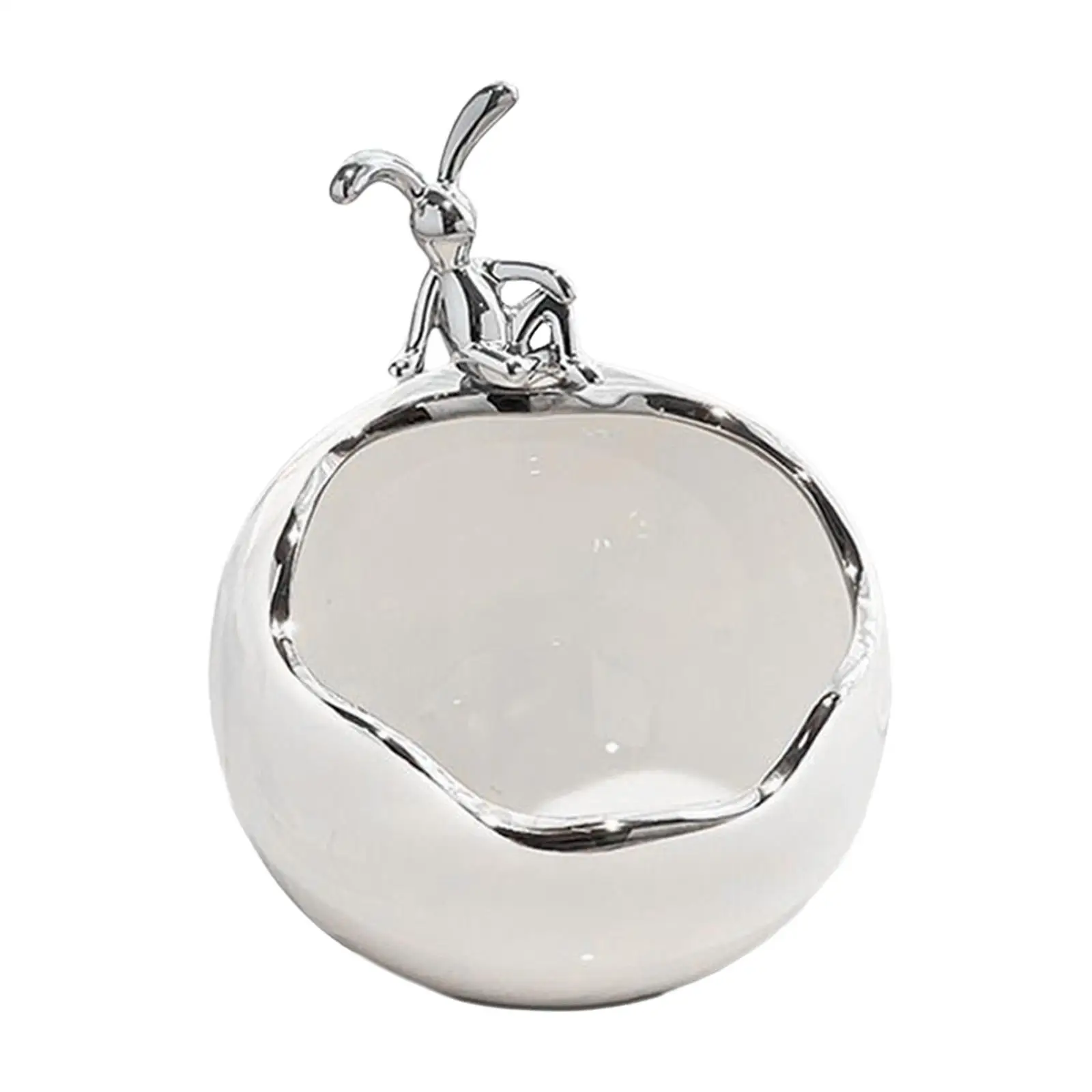 Rabbit Storage Box Animal Ceramic Sculpture Statue Entryway Tray Key Storage Tray Sundries Container for Entrance Corridor