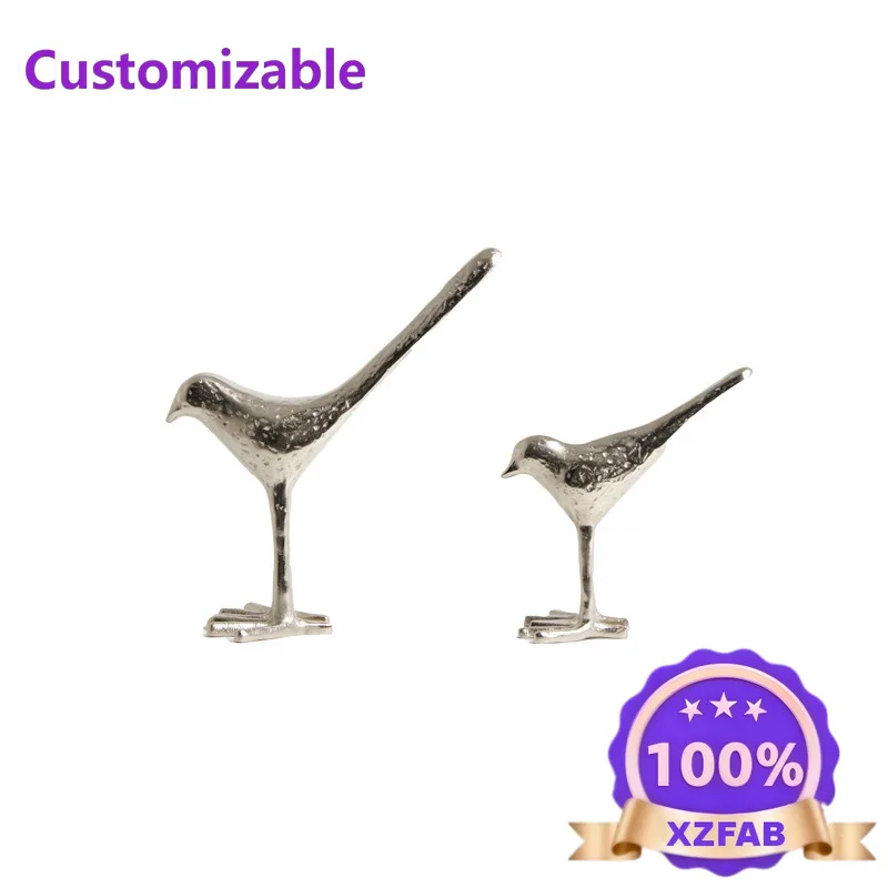Factory Direct 2026 Aluminum Silver Bird Ornament Modern Simple Nordic Model Room Living Room Entrance Wine Cabinet Decoration