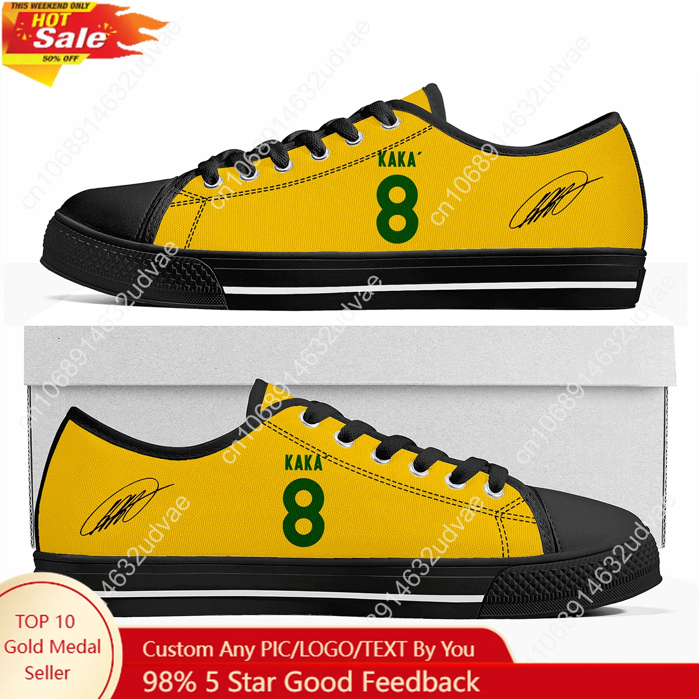 

Kaka No.22 Low Top Shoes Man Woman Teenager Canvas Casual Sneakers Brazil Soccer Star Couple Footwear Custom Shoe Unisex Black