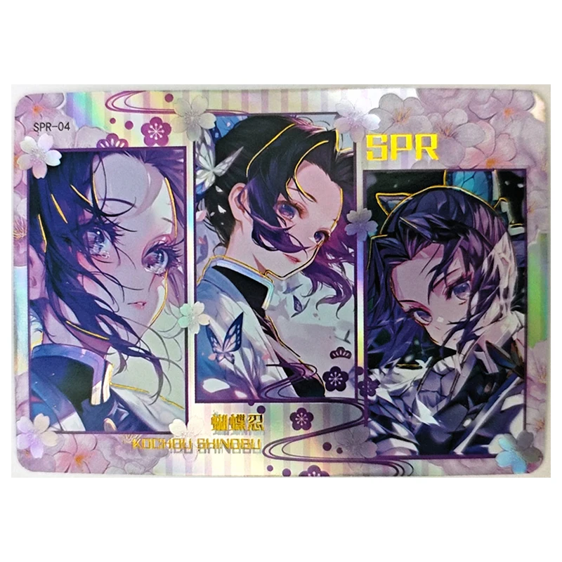 Anime Demon Slayer Rare SPR Game Collectible Cards Tanjirou Kyoujurou Giyuu Kochou Shinobu Nezuko Zabawki dla chłopców Prezent urodzinowy