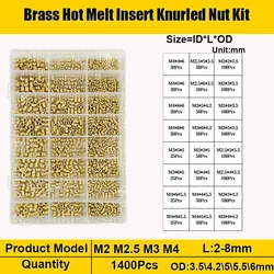 Brass Insert Nut M2 M3 M4 Brass Heat Set Insert Nut Hot Melt Knurled Threaded Inserts Double Twill Embedment Copper Nut 3D Print