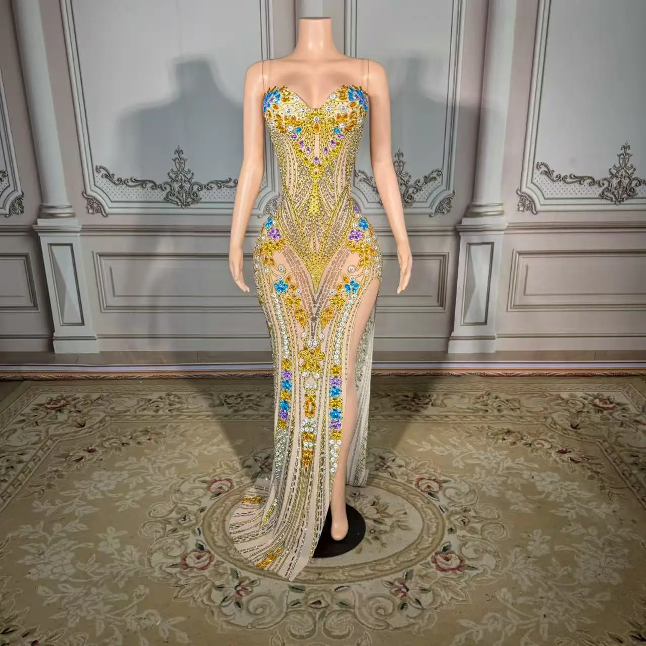 ชุดราตรีหรูหรา ZD รุ่นปี 2025 เสื้อผ้าผู้หญิงขายส่ง ชุดราตรีหรูหรา Vestidos De Noche ผ่าสูง