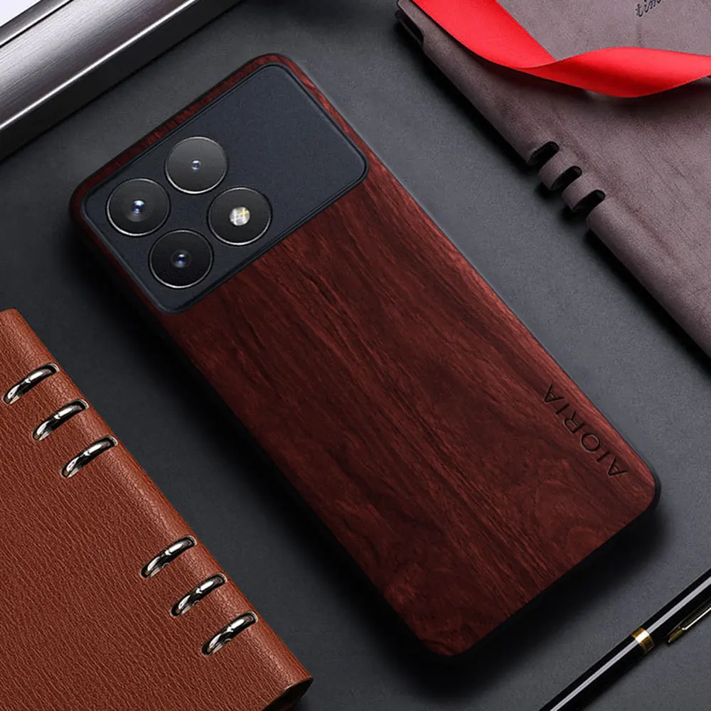 Case for Xiaomi Poco F6 Pro M6 X6 F5 X5 M5 Pro funda bamboo wood pattern Leather cover for xiaomi f6 pro x6 m6 f5 m5s case capa