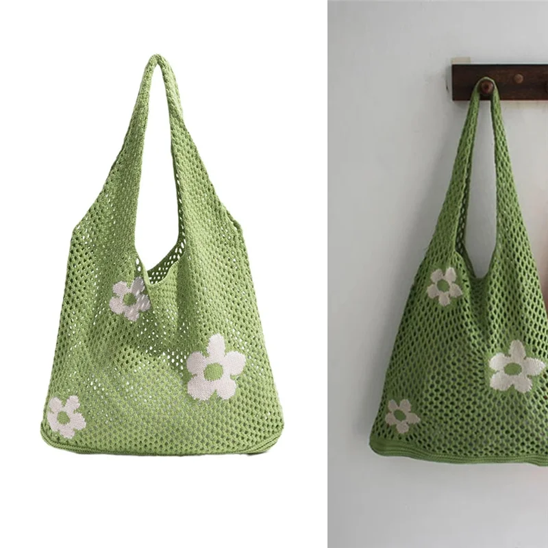 

ABVG-Reusable Mesh Shopping Bag Woven String Handbag Fruit Vegetables Storage Reticule Net Woven Bag Shop Grocery Tote