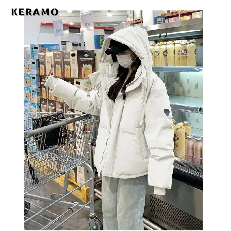 Chaqueta de abrigo cálida de gran tamaño para mujer, abrigo liso, Parkas informales elegantes de manga larga con una hilera de botones, Parkas azules simples 2024