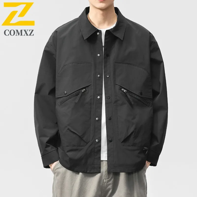 

Men's Baseball Collar Jacket Heavyweight Zipper Flight Coat American Style Windproof Water-Resistant Spring Autumn Outerwear