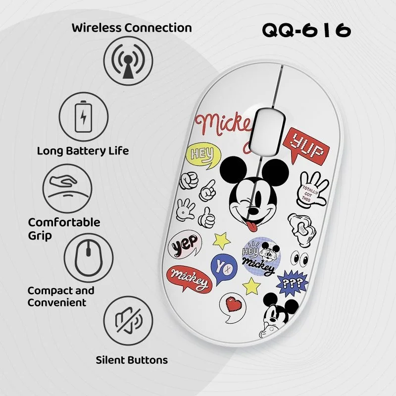 

Wireless Bluetooth Mouse Cute Cartoon Mickey Mouse Long Battery Life USB Bluetooth Dual-Mode Silent Mouse for Laptop Computer