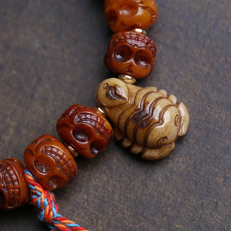 Tibetan Returnee Yak Bracelet Men, Single Loop Bone Scorpion Gahu Box Side Pendant Accessory