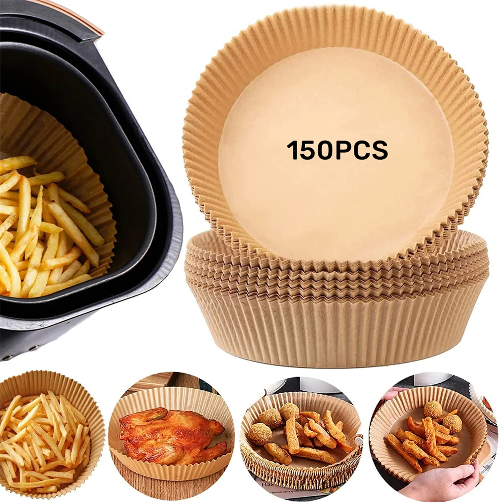 50-200pcs Air Fryer Paper Food Disposable Paper Liner Airfryer Kitchen Cooker Oil-proof Barbecue Plate Steamer Fryer Accessories