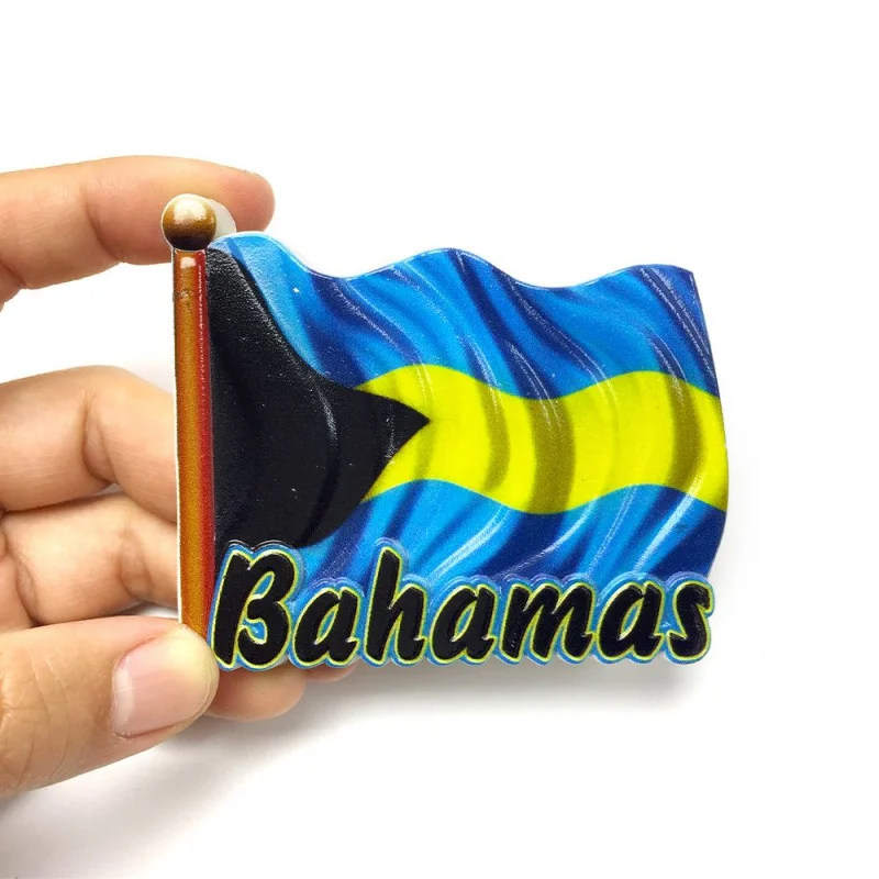 

Bahamas Flying Flag Magnetic Refrigerator Sticker Creative Travel Souvenir Exquisite Home Decorations Cultural Gift