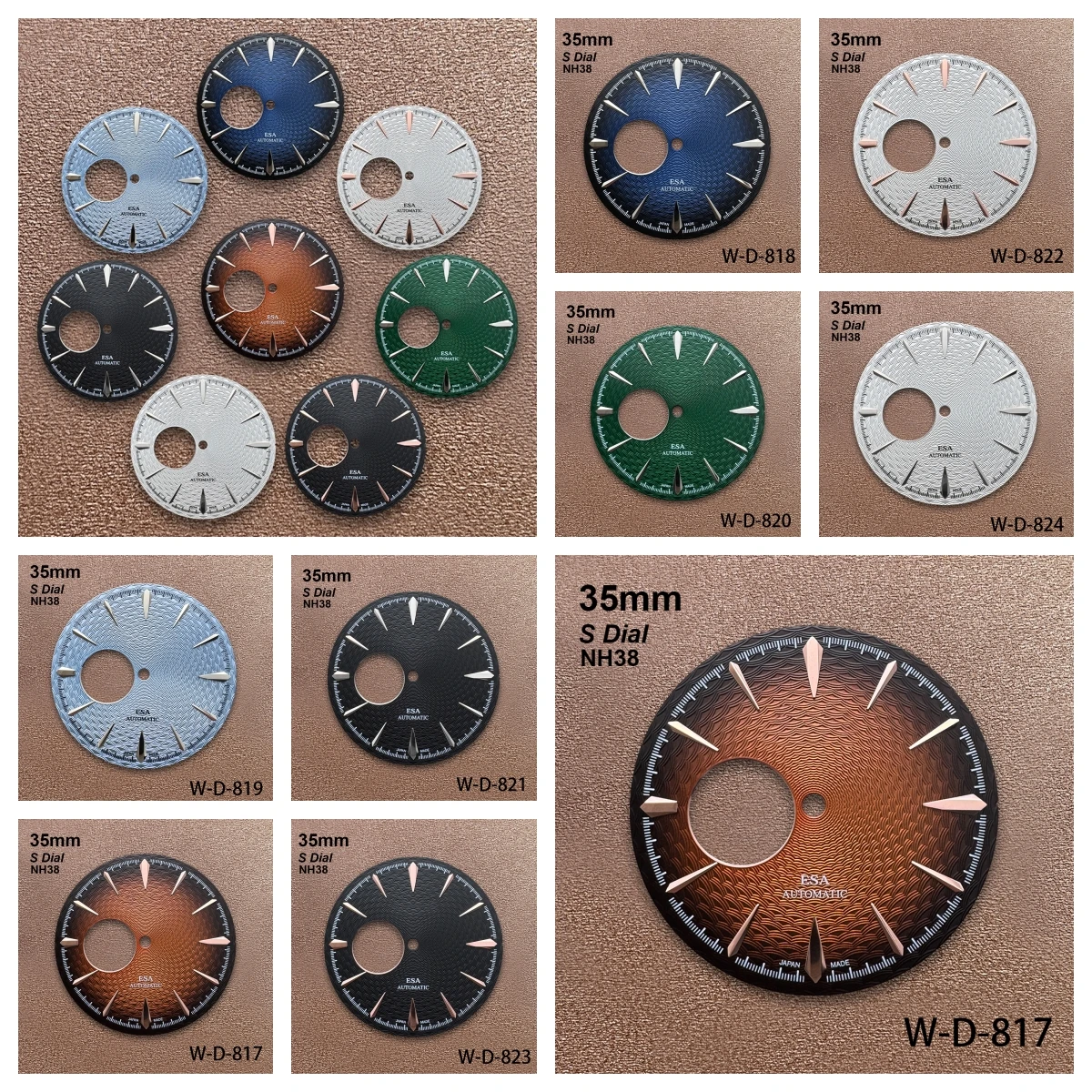 

35mm S Logo Hollow Out Cocktail Dial Suitable For NH35/NH38 Movement High-Quality Gradient Dial Watch Modification Accessories