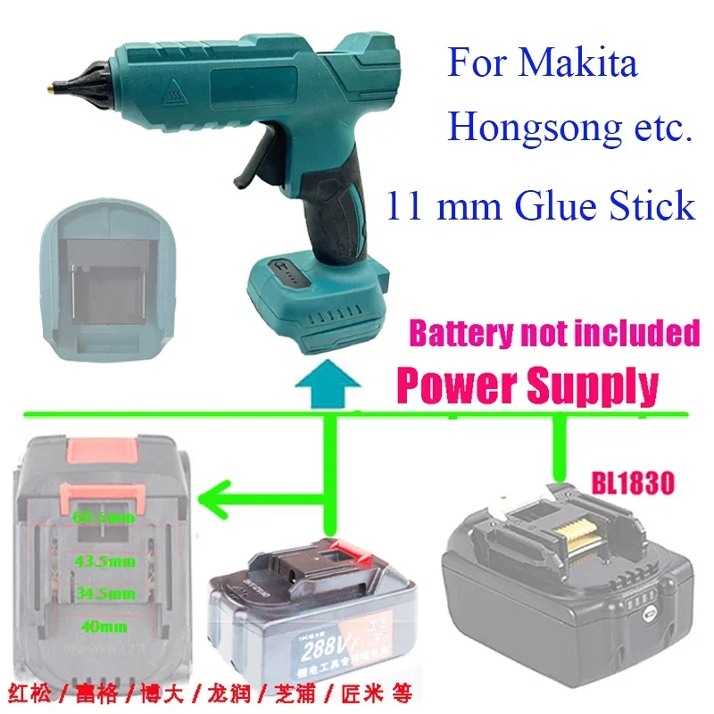 Cordless Hot Melt Glue Gun Home Hot Melt Adhesive Rod 11 mm Glue Stick For Makita 18V Lomvum Zhipu Hongsong Li-ion Battery Tools