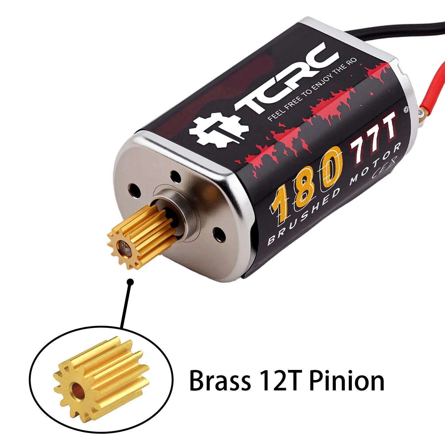 TCRC Metal 180 77T High Torque Speed Reduction Brushed Motor with Brass 12T Pinion for Redcat Ascent-18 Upgrades