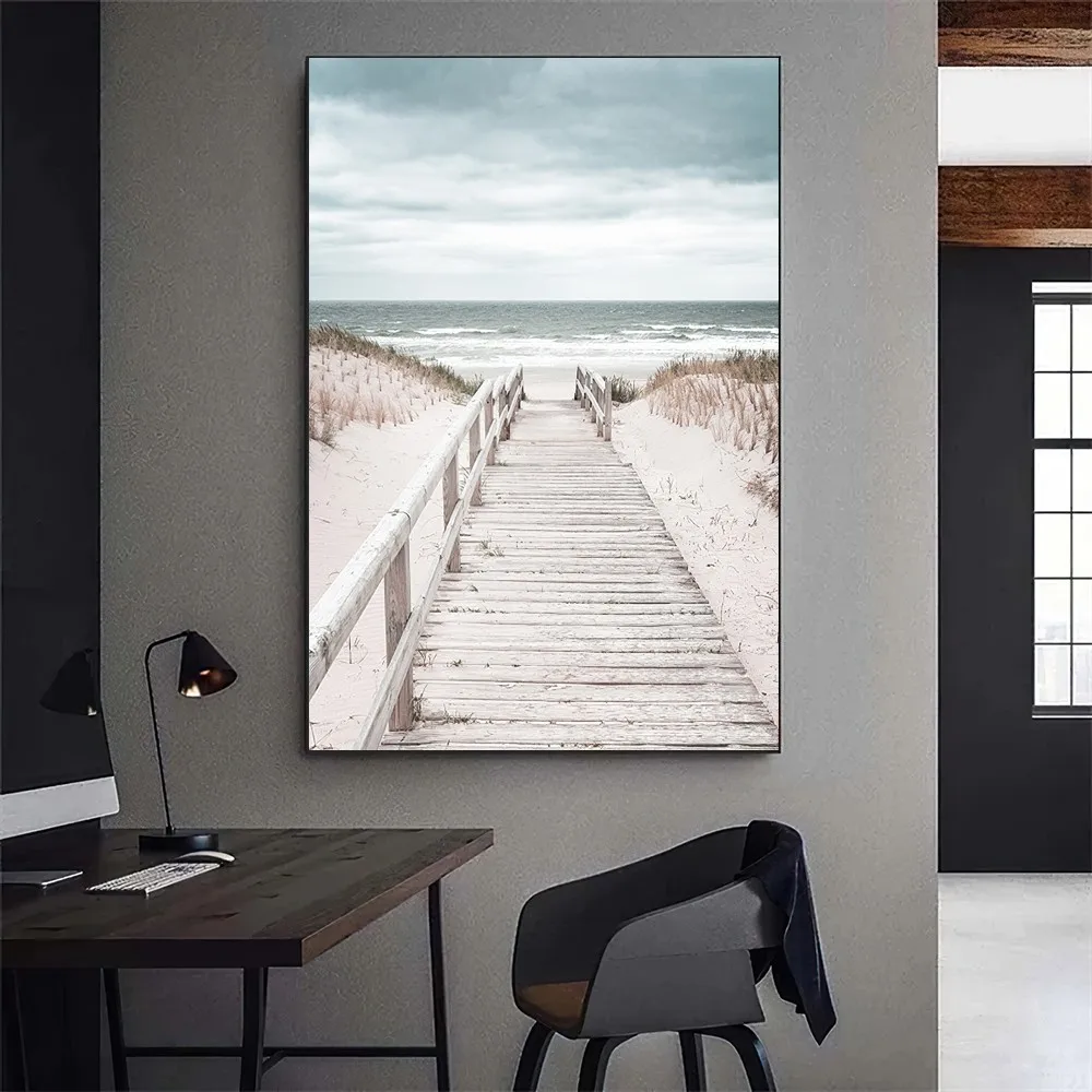 Beach Sea Ocean Poster Gallery Prints Self Adhesive Home Decor Decoration Wall Decals Living Room Sticker
