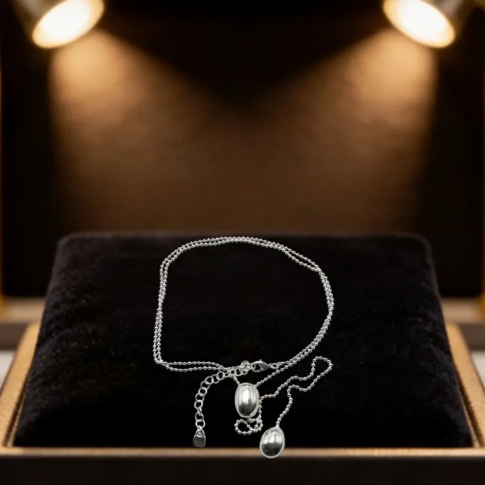 2026 Spain neutral and cool style silver geometric long necklace, jewelry accessories, couple gift